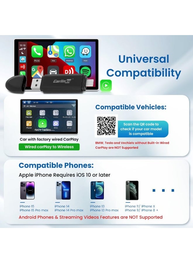 Carlinkit MINI SE Upgraded Wireless CarPlay Adapter - Ultra-Compact Dongle - Fast & Stable Connection - Supports Siri Voice Control - For Factory Wired CarPlay Cars (2015-Now) - Image 5